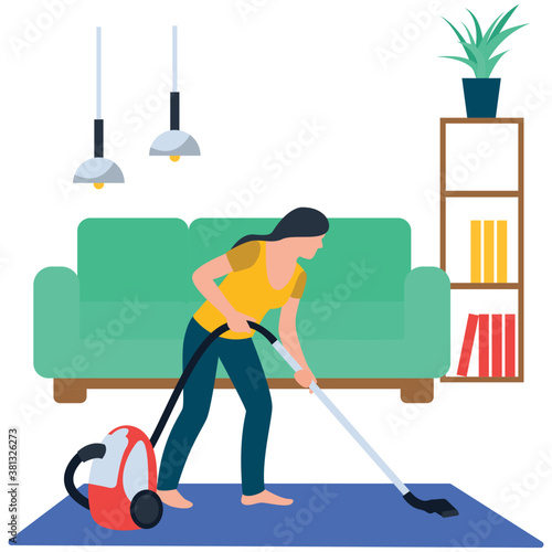 
Flat icon design of carpet cleaning, vacuum cleaner 
