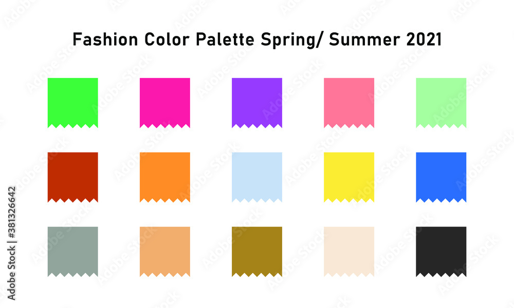 Fashion color palette 2021. Trendy bright and pastel colors, trend