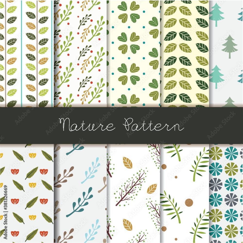 Fototapeta premium Set of nature pattern icons