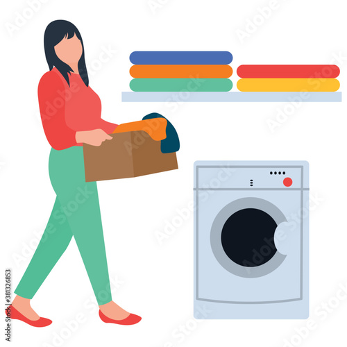 
Flat icon design of laundry, washing clothes concept 
