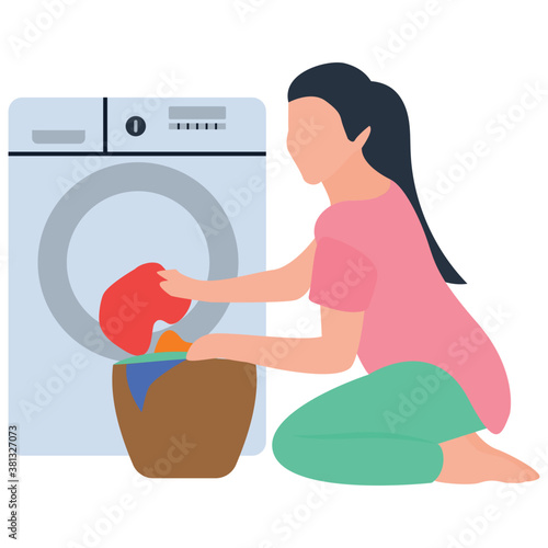 
Flat icon design of laundry, washing clothes concept 
