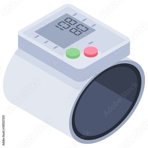 
Blood pressure measurement, bp apparatus icon in isometric style 
