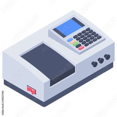  Pos terminal icon, cash register isometric vector 