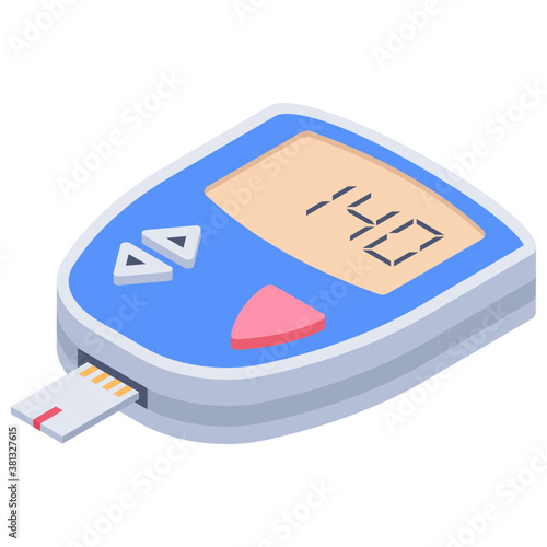 
Diabetes test device, glucometer icon 
