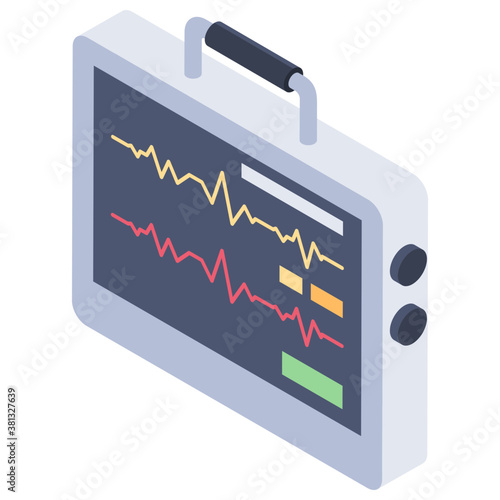 
Cardiogram isometric vector, ecg icon 
