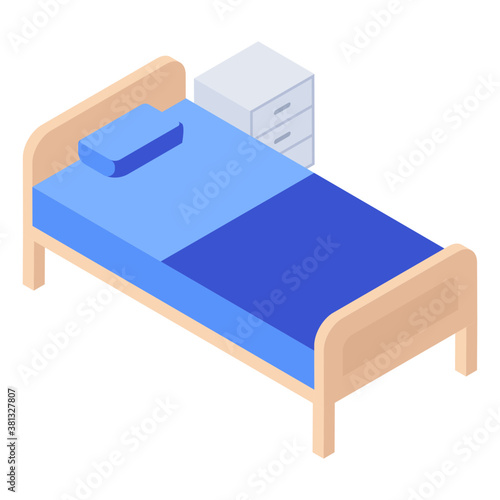 
Isometric vector of hospital bed icon 

