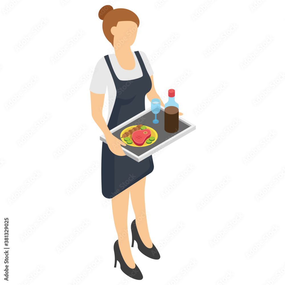 
Waitress isometric icon design 
