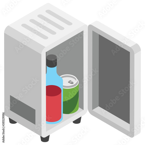 
Room refrigerator isometric icon design, mini bar  
