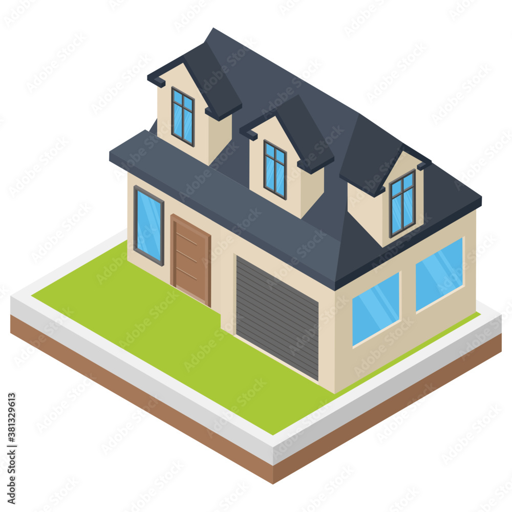 
Isometric icon of a house 
