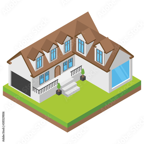 
Isometric icon of a house 

