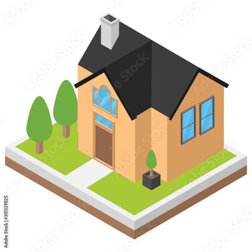 
Isometric icon of a house 
