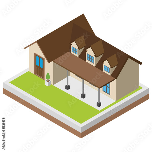 
Isometric icon of a house 

