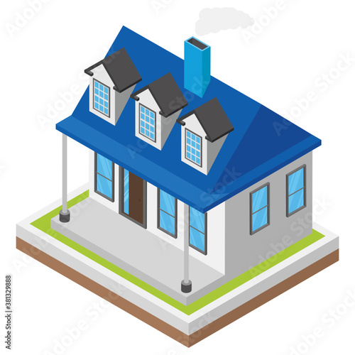
Isometric icon of a house 

