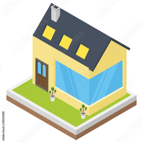 
Isometric icon of a house 
