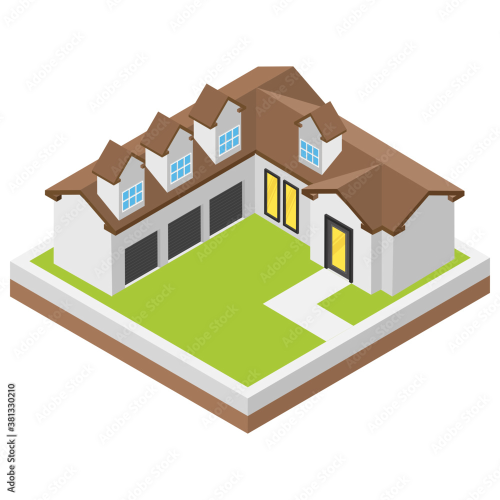 Modern house isometric icon
Modern house isometric icon