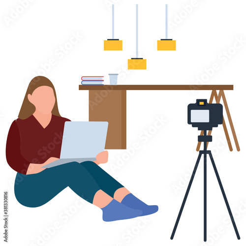 
News channel office flat illustration 
