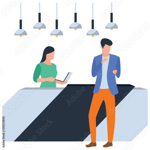 
News channel office flat illustration 
