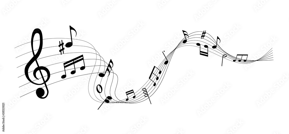 Obraz premium musical notes melody on white background
