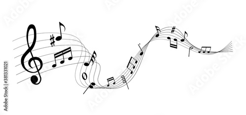 musical notes melody on white background