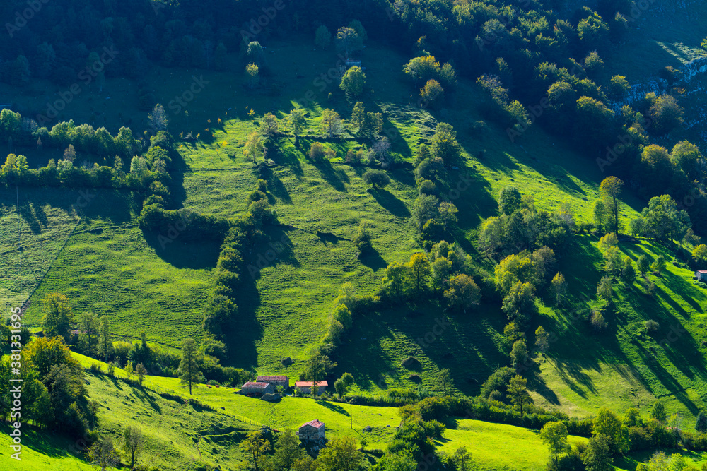 Cabaña pasiega and meadows, Miera Valley, Valles Pasiegos, Cantabria, Spain, Europe