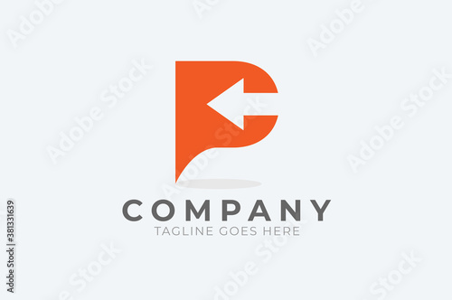 Initial P Logo. letter p with with arrow inside, Usable for Business and logistic Logos, Flat Vector Logo Design Template, vector illustration 