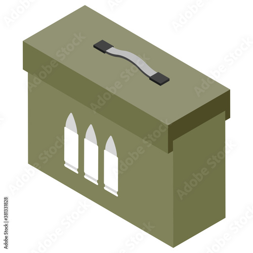 
Isometric icon of bullet box.
