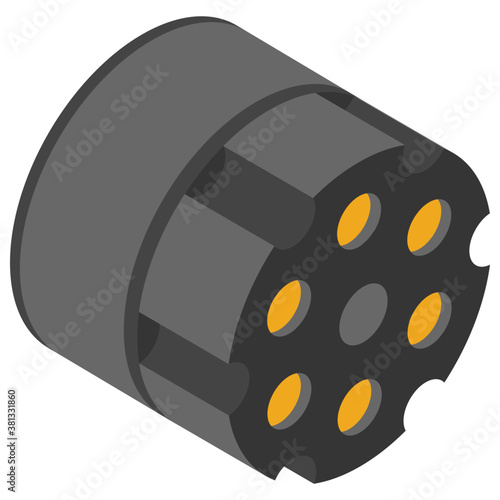 
Isometric icon of revolver magazine 
