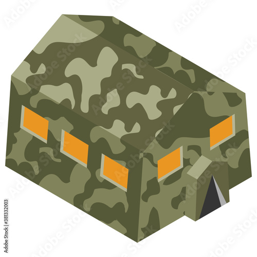
Military camp, isometric vector icon.
