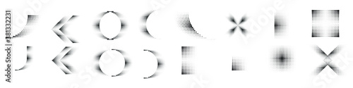 Abstract Hipster Linear halftone dots shapes . Vector Design elements .