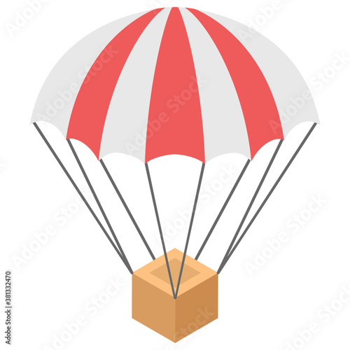 
Isometric icon of hot air balloon.
