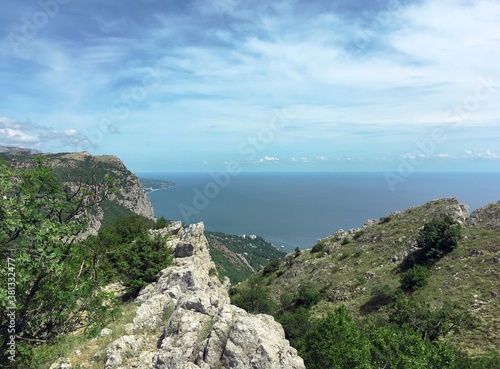 Crimea, Foros / July, 2019: view of Foros from the rocks of the Baydar valley