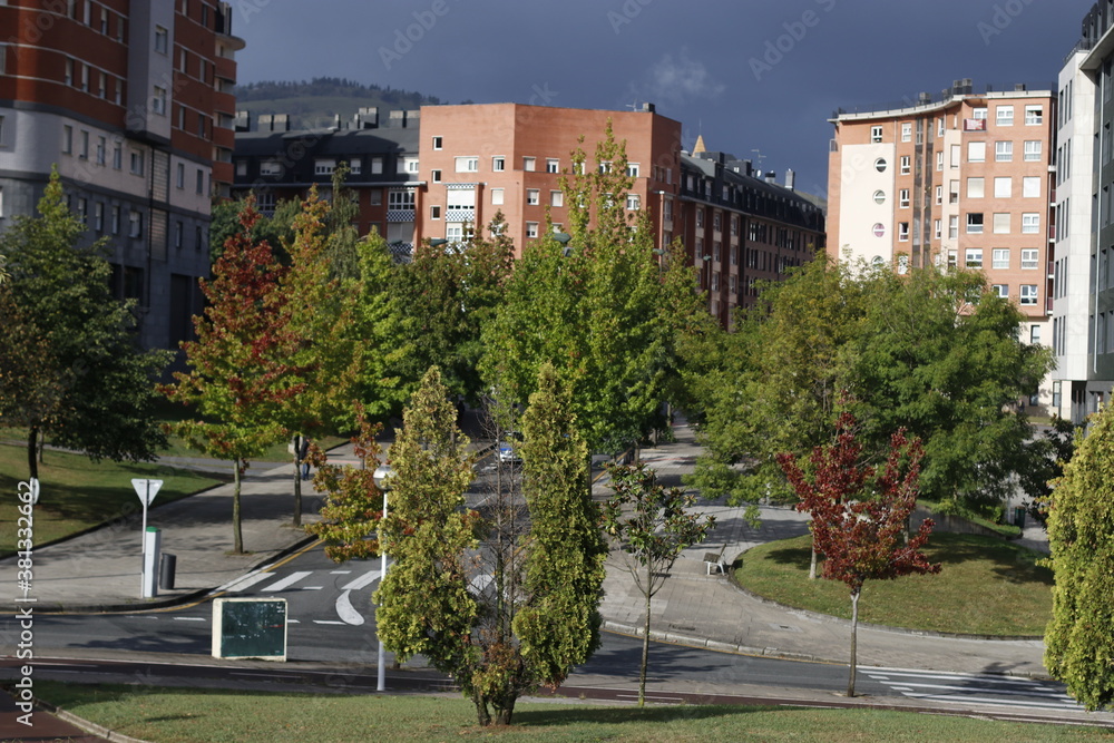 Urban park in an autumn day