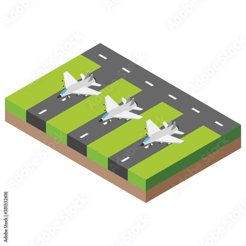 
Isometric vector  icon of fighter jet.
