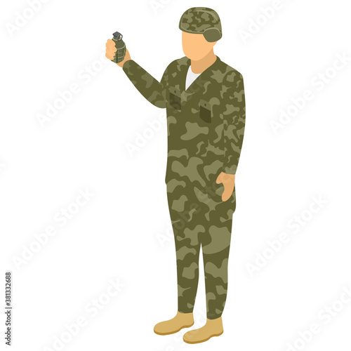 
Soldier, isometric vector  icon.
