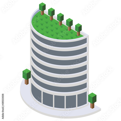 
Isometric vector icon of skyscraper.
