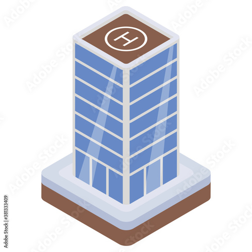 
Isometric vector icon of skyscraper.
