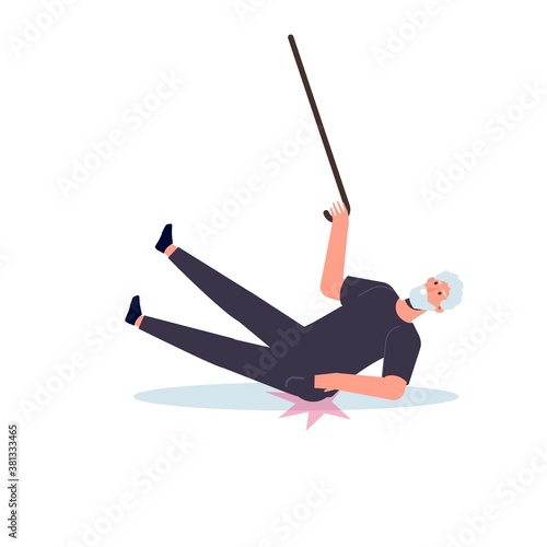 Falling Elderly People concept. Vector illustration in cartoon style