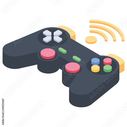  Joystick, video game controller, isometric icon, 