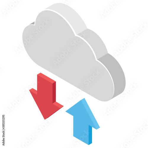 
Isometric icon vector, cloud data sync 
