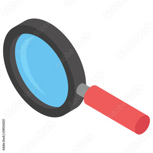 
Isometric icon of magnifier 
