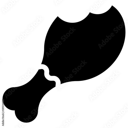 
Chicken Piece, solid vector icon, 
