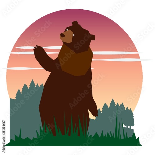 Bear cartoon standing while waving its paw