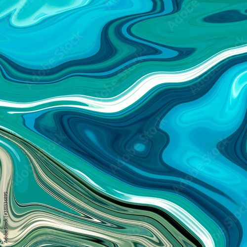 Liquid marble texture background blue ocean sea azure waves natural design