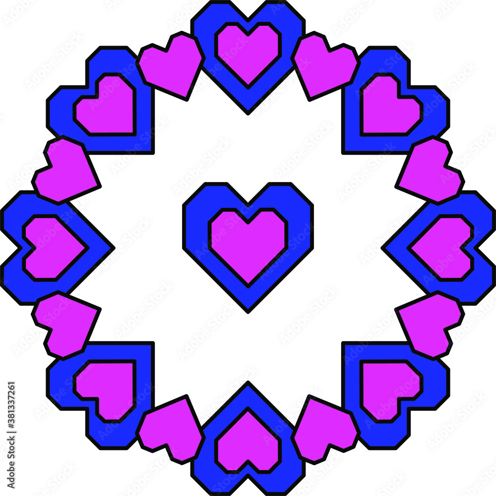 hearts drawn along a line with bubbles inside and outside. multi-colored hearts make different shapes. hearts drawn along a line with bubbles inside and outside. multi-colored hearts make different shapes.