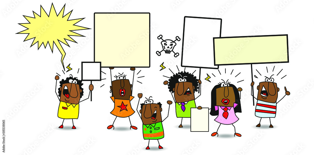 Fototapeta premium Demonstration of black people. It is a march of black people protesting against something or expressing views on a social or political issue.