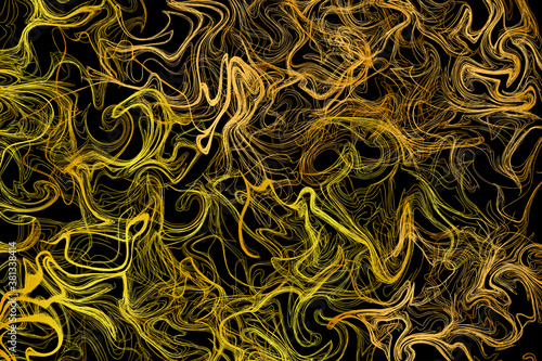 liquid golden marble, intricate texture on black background fractal effect three dimensional