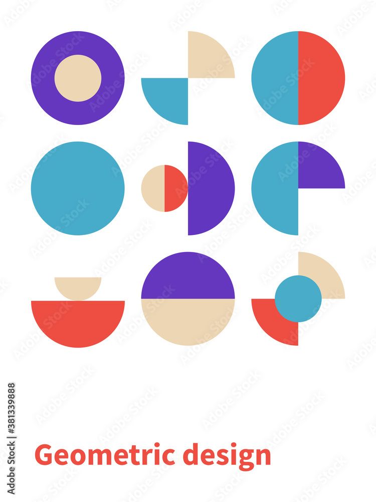 Trendy bauhaus pattern. Bauhaus poster. Vector geometric abstract circle shapes Trendy bauhaus pattern. Bauhaus poster. Vector geometric abstract circle shapes