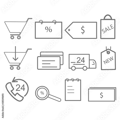 Shopping Vector Icon Set in EPS,grey icon on white background.
