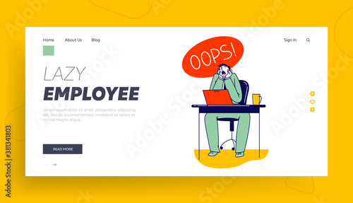 Stupidity Landing Page Template. Man Deleted Important Information from Computer. Shocked Male Character Yelling Oops