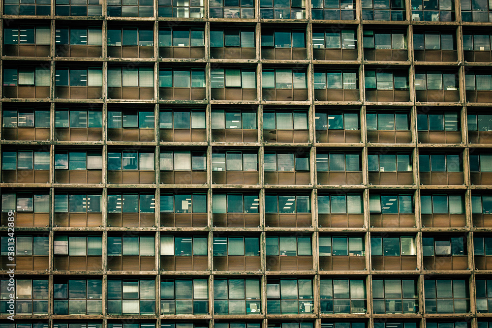 View of the facade of a modern building in the streets of Tel Aviv in Israel View of the facade of a modern building in the streets of Tel Aviv in Israel